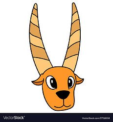 smiling-long-horned-antelope-head-emoticon-doodle-vector-37316558