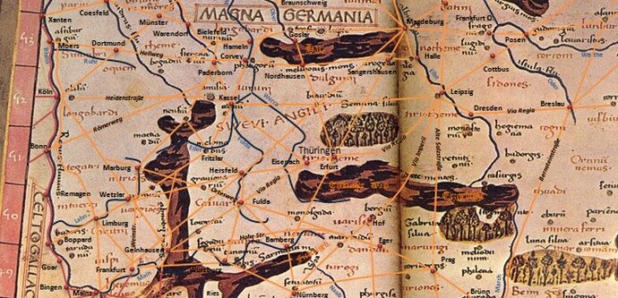 Claudius_Ptolemäus_Rekonstruktion_seiner_Magna_Germania_genannten_Karte_Quelle_Bernhard_Schwade_2014_www.altwege.de_CC_BY_NC_SA_4.0_