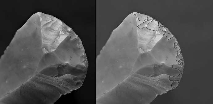 Klingenkratzer Kratzerstirn Retuschen - Zeichnung StoneMan